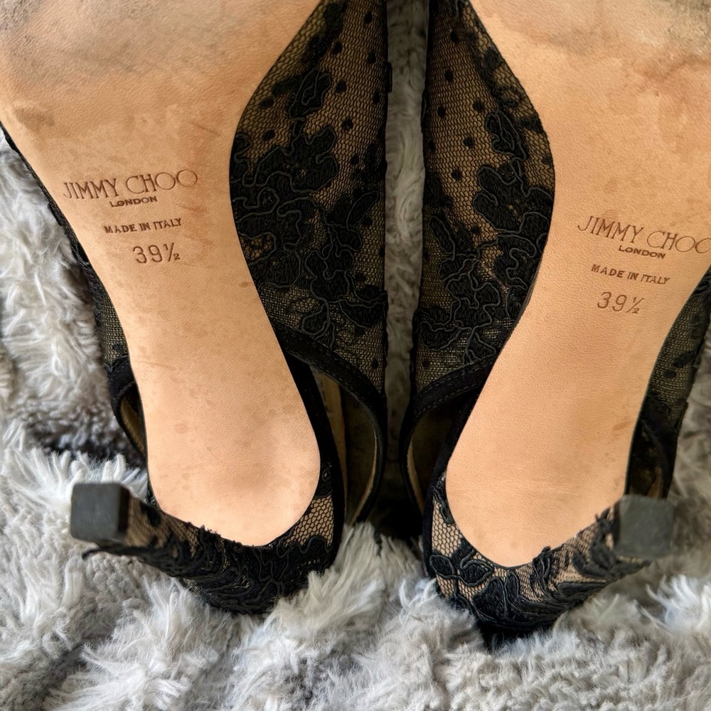 $1100 JIMMY CHOO SHAR SUPER SEXY FLORAL LACE Slingback HEELS SHOES 39.5/38.5 - Picture 9 of 10